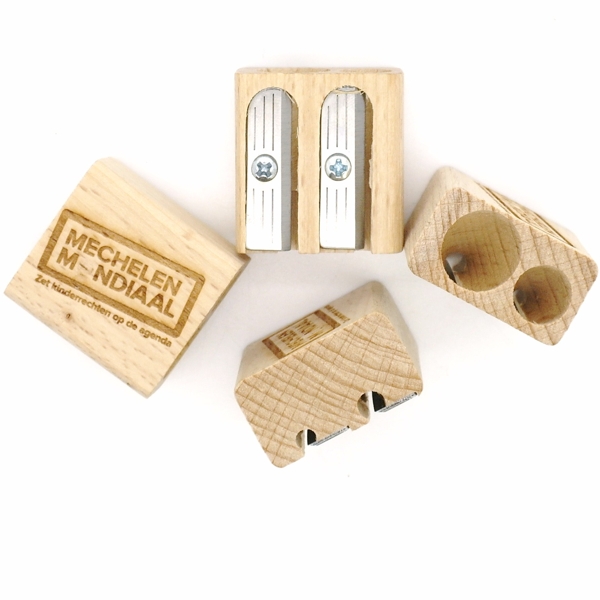 Wooden pencil sharpener double cavity