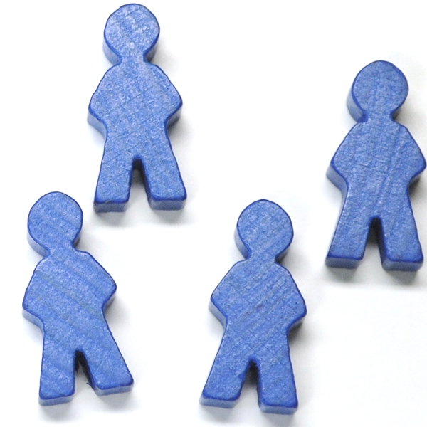 houten figuur man ca. 14x30x8 mm - blauw