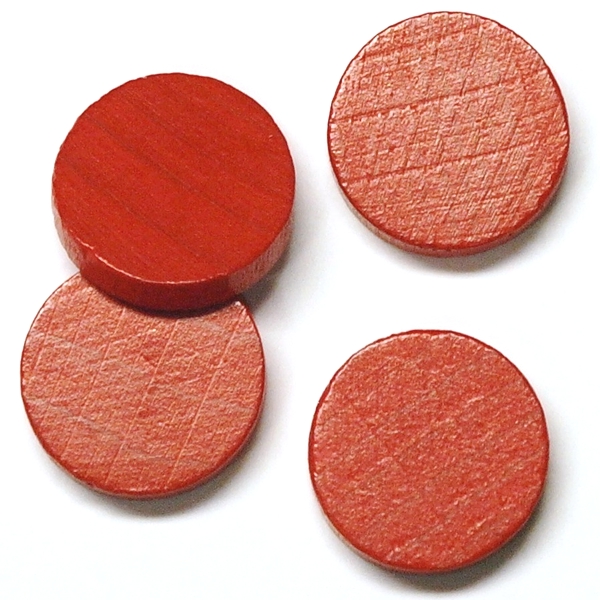 wooden disc ca. 15 mm ø 4 mm - red