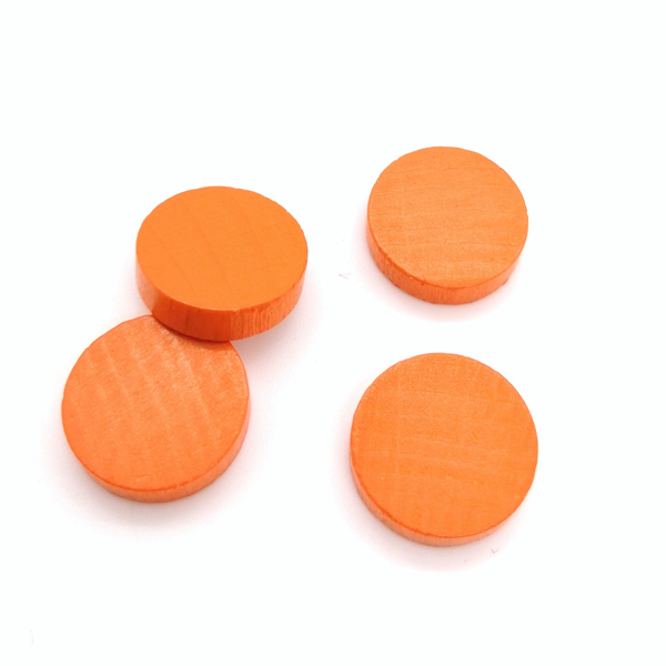 wooden disc ca. 15 mm ø 4 mm - orange