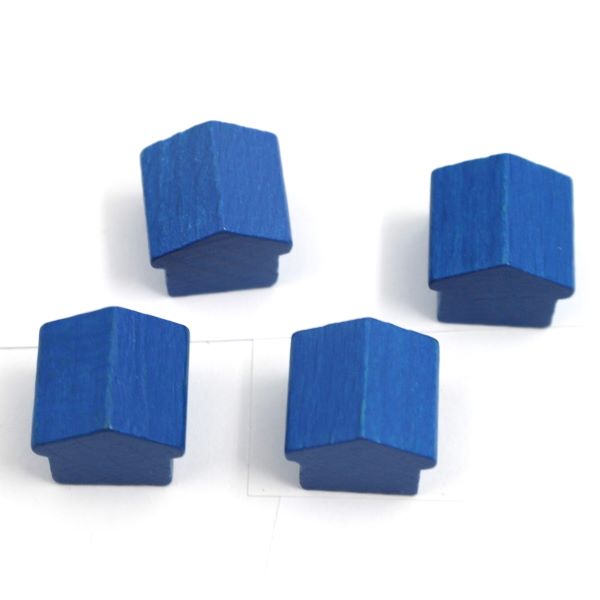 wooden hotel - ca. 12x13x12 mm - blue