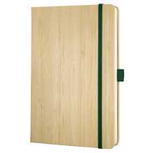 book with bamboo cover, hard cover, lined