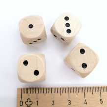wooden dice - 16 mm - 1/2/3