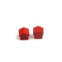 wooden hotel - ca. 12x13x12 mm - red