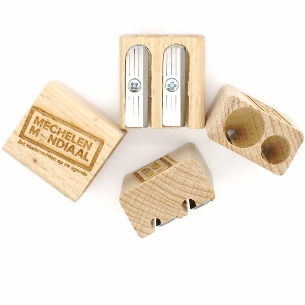 Wooden pencil sharpener double cavity