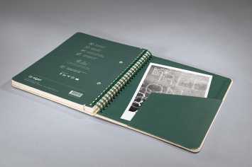 book with bamboo cover, spiral binding