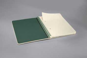 book with bamboo cover, spiral binding, dotted