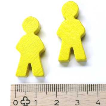 figurine en bois homme ca. 14x30x8 mm - jaune