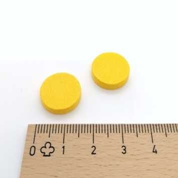 disque en bois ca. 15 mm dia. 4 mm d'épaisseur - jaune