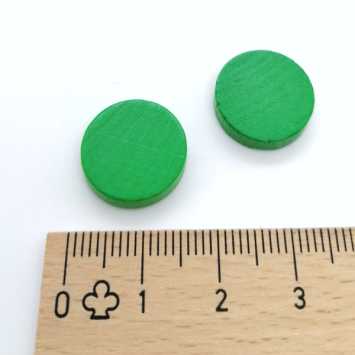 houten schijf ca. 15 mm ø 4 mm dik - groen