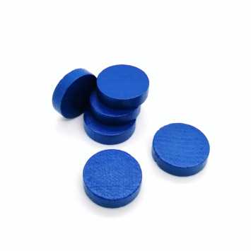 houten schijf ca. 15 mm ø 4 mm dik - blauw