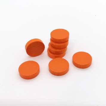 houten schijf ca. 15 mm ø 4 mm dik - oranje