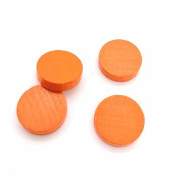 houten schijf ca. 15 mm ø 4 mm dik - oranje