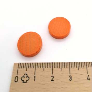 houten schijf ca. 15 mm ø 4 mm dik - oranje