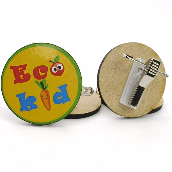 Badge, fibre de bois recyclée - couleur